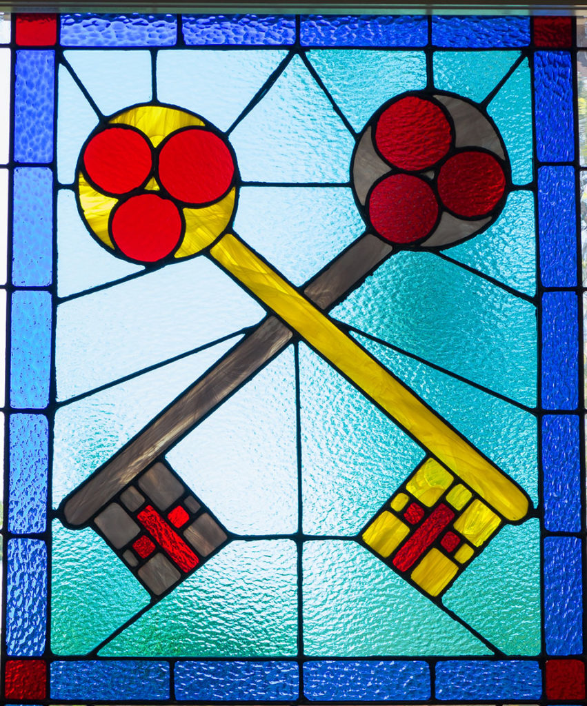 Office of the Keys, window at Christ the King Church, Redlands