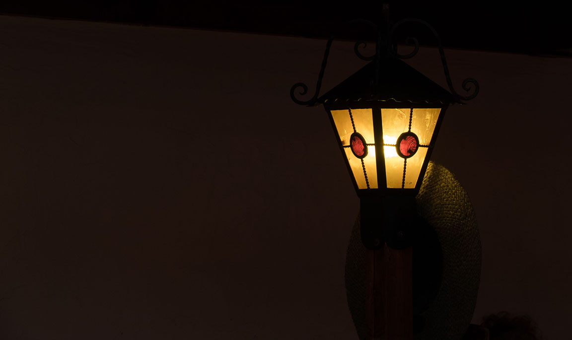 A lamp lit